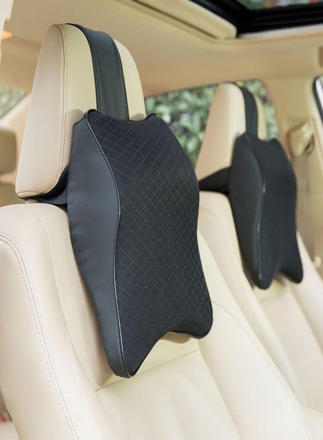 Tonity وسادة تونيتي لدعم الرقبة في السيارة مصنوعة من إسفنج الذاكرة، وسادة مقعد، مسند رأس، دعم مريح للرقبة، تساعد على تخفيف آلام الرقبة للسائق، المقعد الأمامي والخلفي، كرسي المكتب، تناسب معظم المركبات (أسود، عبوة من قطعتين) - Image 5